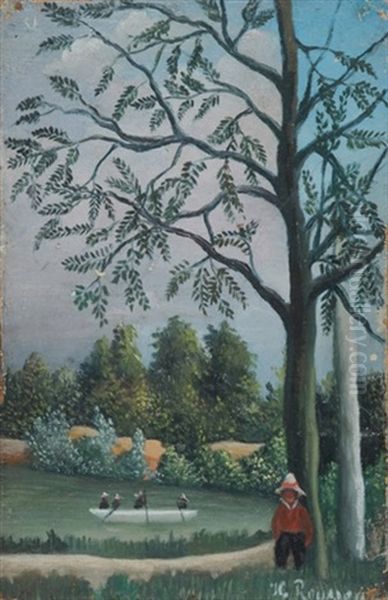 Im Kahn Oil Painting by Henri Julien Rousseau