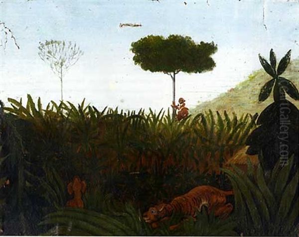 Jungle Oil Painting by Henri Julien Rousseau