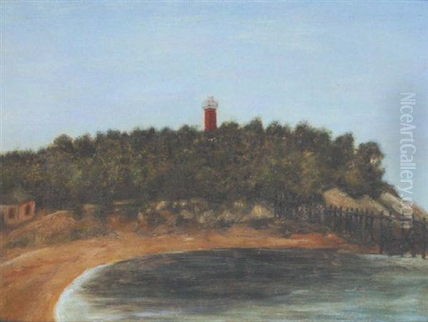 Landscape With Red Lighthouse Oil Painting by Henri Julien Rousseau