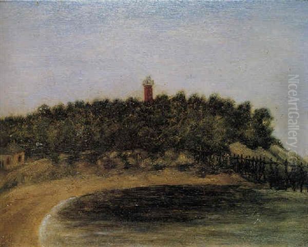 Landschaft Mit Rotem Leuchtturm Oil Painting by Henri Julien Rousseau