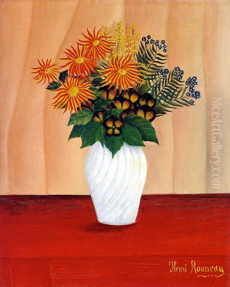 Bouquet De Fleurs Oil Painting by Henri Julien Rousseau
