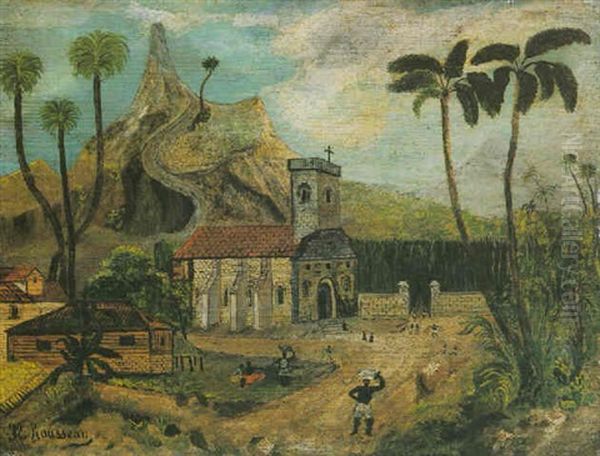 Paysage Exotique Avec Eglise (la Recolte Du Coton) Oil Painting by Henri Julien Rousseau