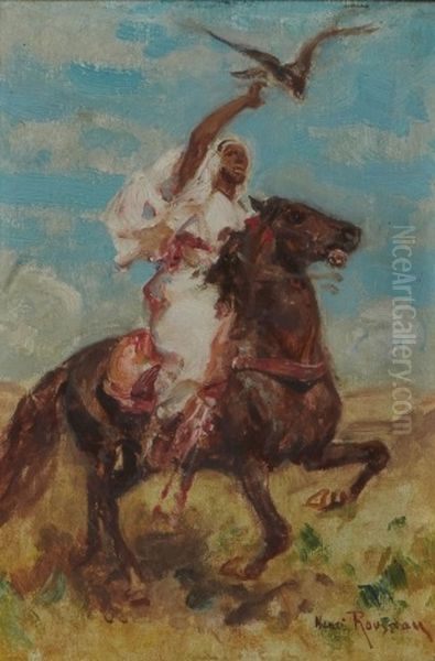Fauconnier A Cheval Oil Painting by Henri Emilien Rousseau