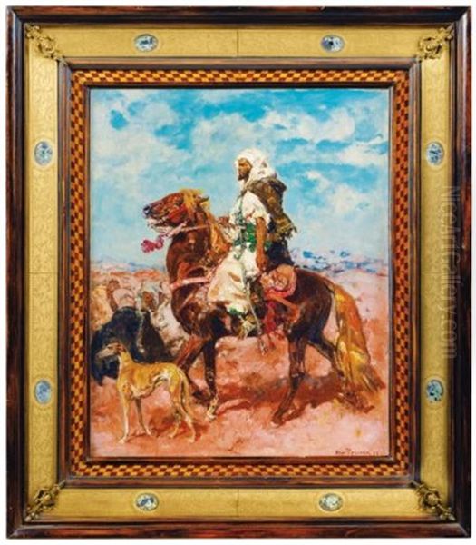 Cavalier Et Sloughi Oil Painting by Henri Emilien Rousseau