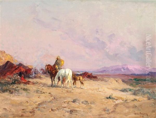 Cavalier Devant Un Campement Oil Painting by Henri Emilien Rousseau