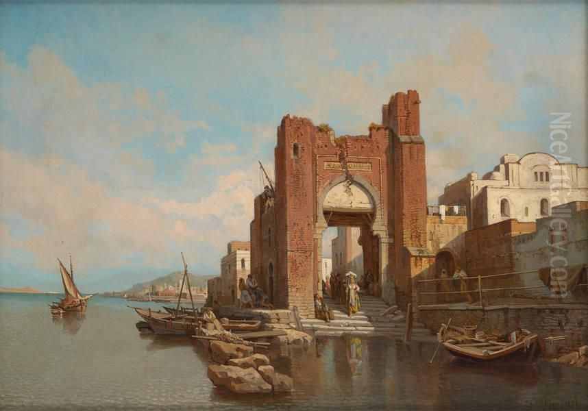 Vue D'afrique Du Nord Oil Painting by Francois Antoine Bossuet