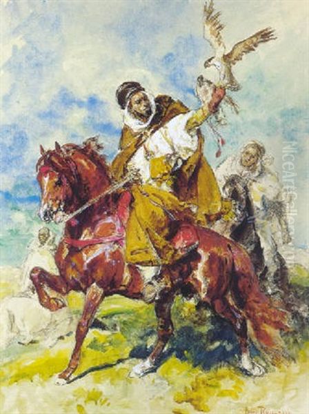 Fauconniers A Cheval Oil Painting by Henri Emilien Rousseau