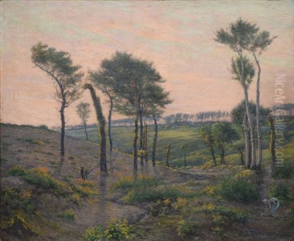 Arbres Au Couchant Dans Le Midi Oil Painting by Jean-Jacques Rousseau