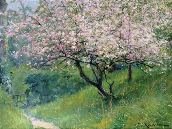 Cherry Blossom Oil Painting by Jean-Jacques Rousseau