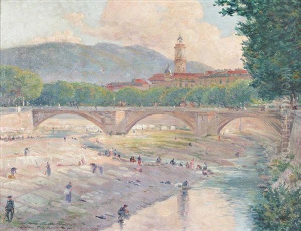 Lavandieres Oil Painting by Jean-Jacques Rousseau