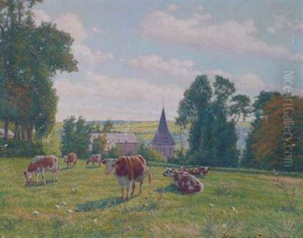 Herbage A Lougueil Oil Painting by Jean-Jacques Rousseau