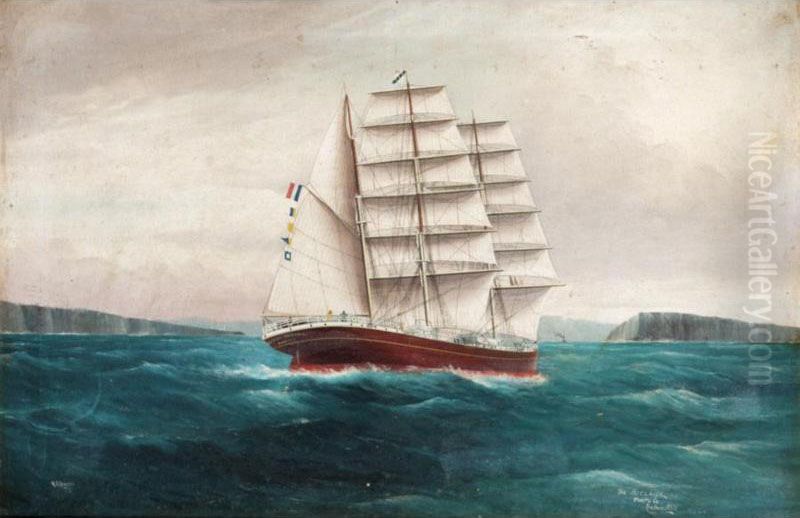 The Pierre Antonine, Nantes, Off The Coast Oil Painting by Reginald Arthur Bostel