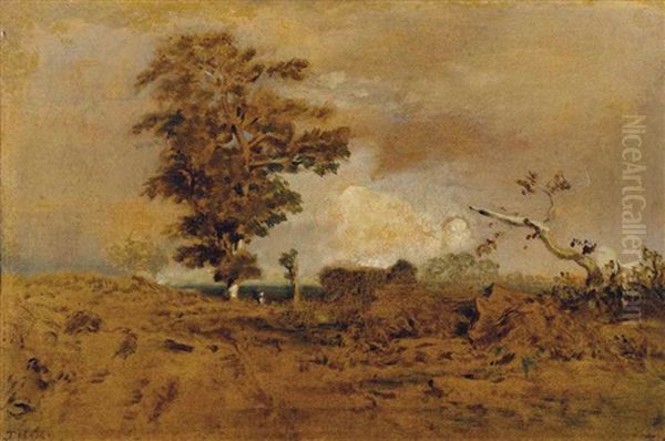 Paysage Du Berri Oil Painting by Theodore Rousseau