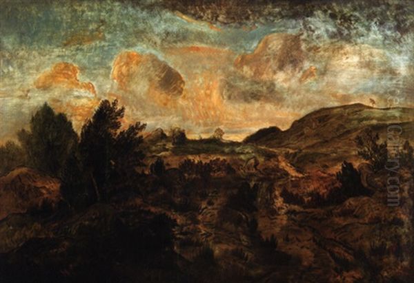 Paysage De Fontainebleau Oil Painting by Theodore Rousseau