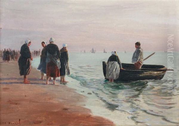 Le Retour De Peche Oil Painting by Charles Emmanuel Joseph Roussel
