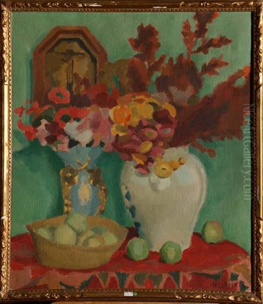 Vase De Fleurs Oil Painting by Henri Le Roux