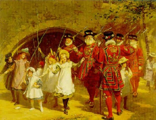 Beating The Bounds: Tower Of London Oil Painting by Fred Row