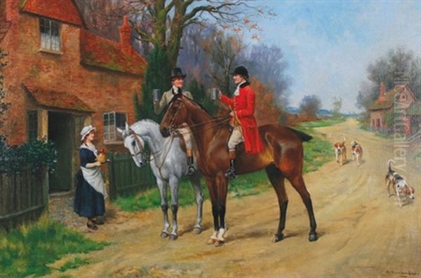 Socialising On The Hunt Oil Painting by George Derville Rowlandson
