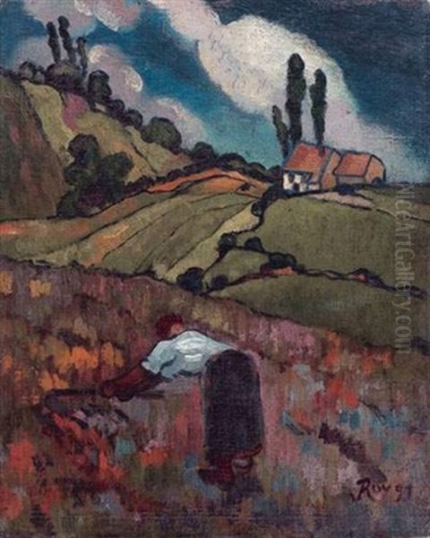 Paysanne A La Moisson Oil Painting by Louis Roy