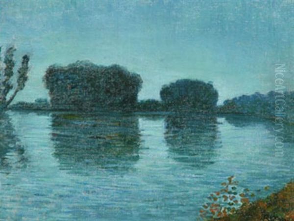 Paysage Au Bord De Lac Oil Painting by Louis Roy