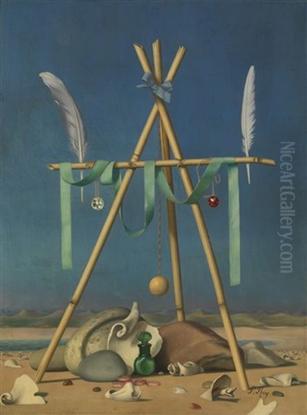 Surrealist Still Life (pirate Souvenirs) Oil Painting by Pierre Roy