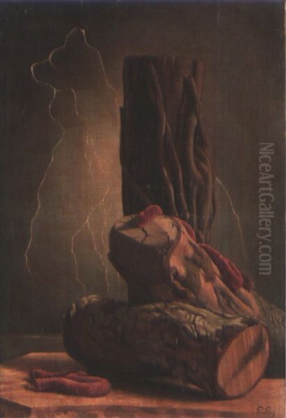 Troncs D'arbres Aux Cordes Sous L'orage Oil Painting by Pierre Roy