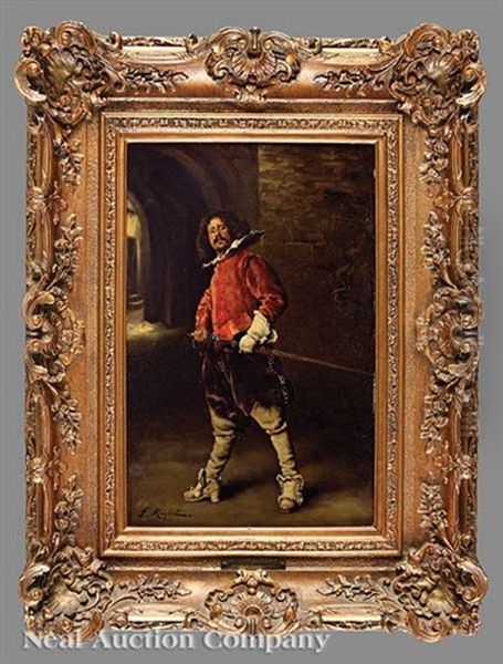 Cavalier Drawing His Sword Oil Painting by Ferdinand Victor Leon Roybet
