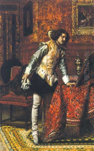 Seeing His Reflection Oil Painting by Ferdinand Victor Leon Roybet