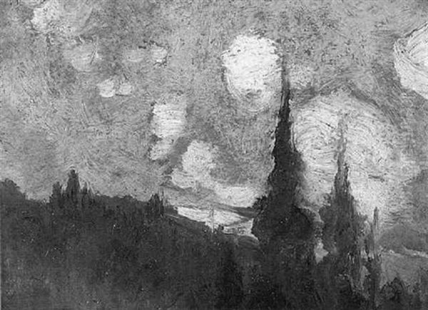 Treetops And Passing Clouds Oil Painting by Arthur Dominique Rozaire