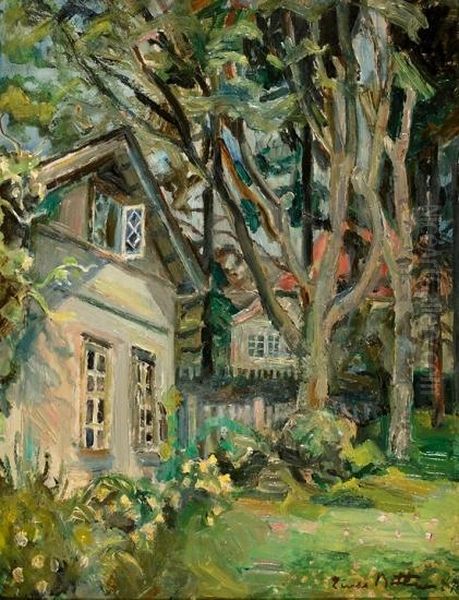Hus Og Hage 1949 Oil Painting by Einar Bothner