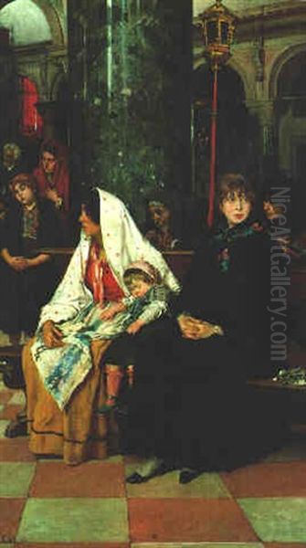 Sonntagsmesse Oil Painting by Franz Leo Ruben