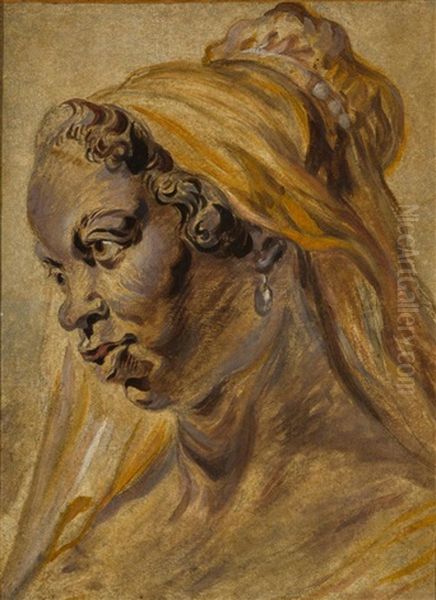 Study Of A Black Woman Wearing A Cap Oil Painting by (studio of) Rubens, Peter Paul