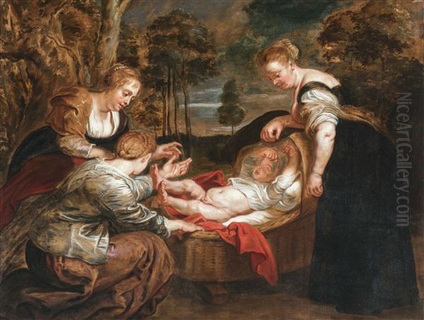 Moses Saved From The Water Oil Painting by (studio of) Rubens, Peter Paul