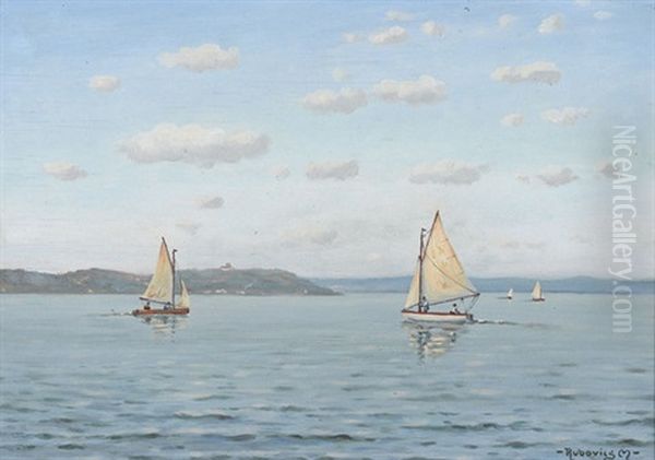 Sommerliche Partie Am Plattensee Mit Kloster Tihany Oil Painting by Mark Rubovics