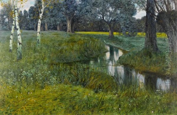 Weiden Am Alten Rhein Oil Painting by Eduard Ruedisuehli