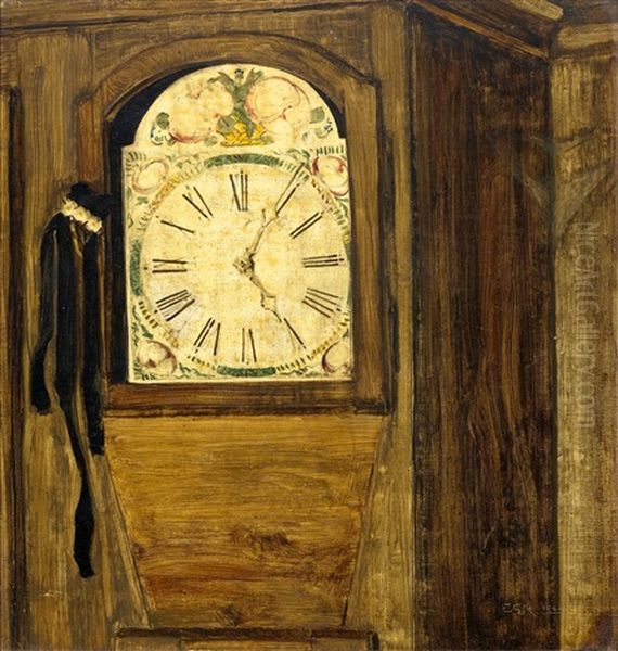 Interieur Mit Pendule Oil Painting by Ernst Georg Rueegg