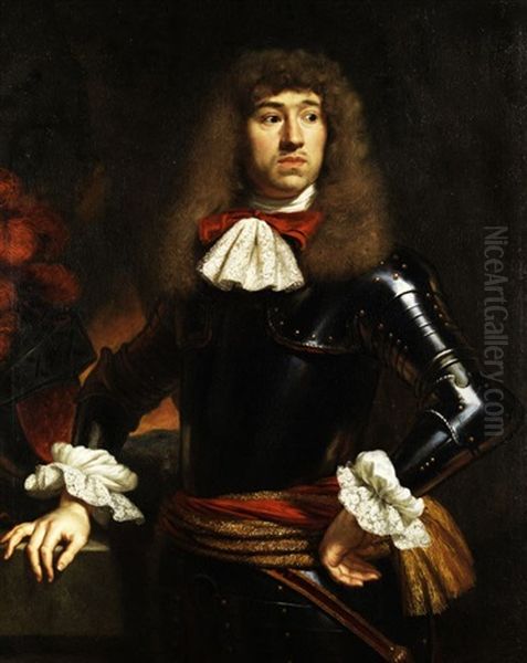 Portrait Eines Edelmannes In Rustung Oil Painting by Johann Baptist Ruel