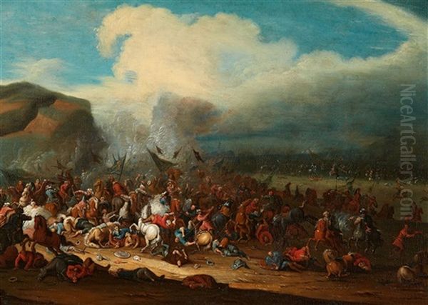 Cavalry Battle Oil Painting by Rugendas, Georg Philipp I