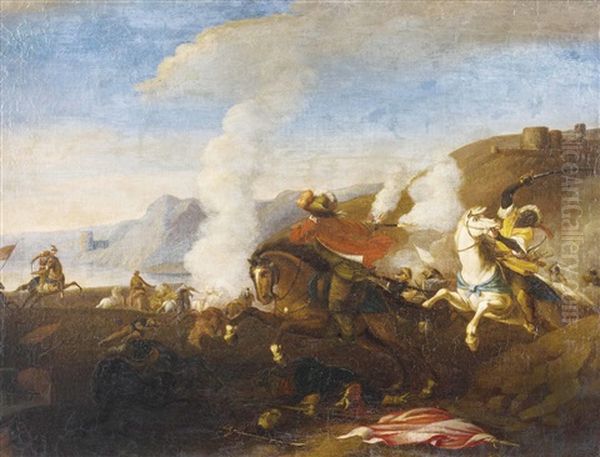 Reiterschlacht Aus Einem Turkenkrieg Oil Painting by Rugendas, Georg Philipp I