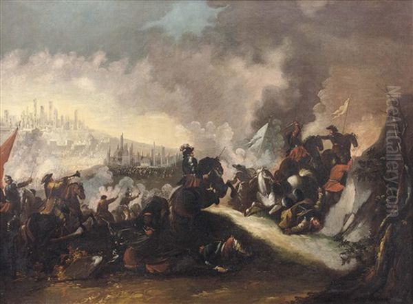 Reitergefecht Vor Belagerten Stadten Oil Painting by Rugendas, Georg Philipp I