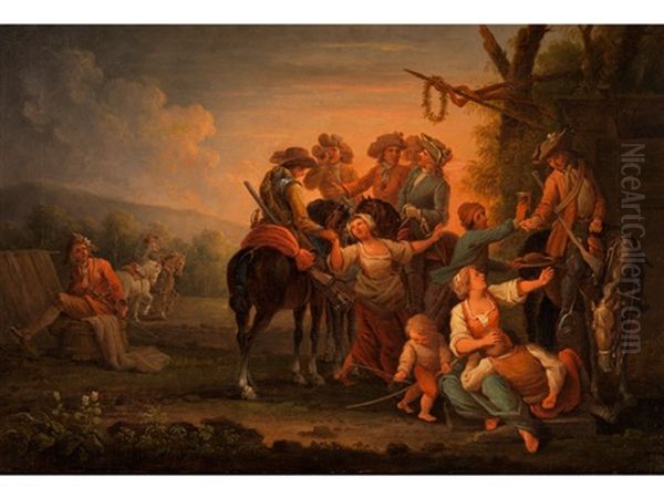 Der Halt Bei Der Schenke Oil Painting by Rugendas, Georg Philipp I