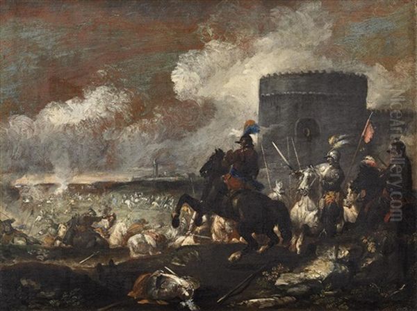 Ausfall Aus Der Belagerten Burg Oil Painting by Rugendas, Georg Philipp I