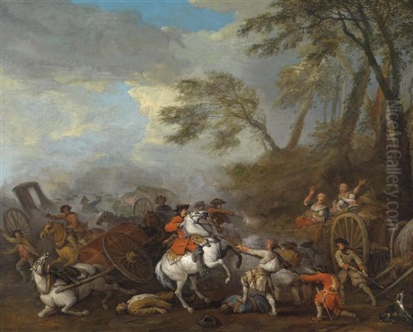 Ein Kavalleriescharmutzel Oil Painting by Rugendas, Georg Philipp I