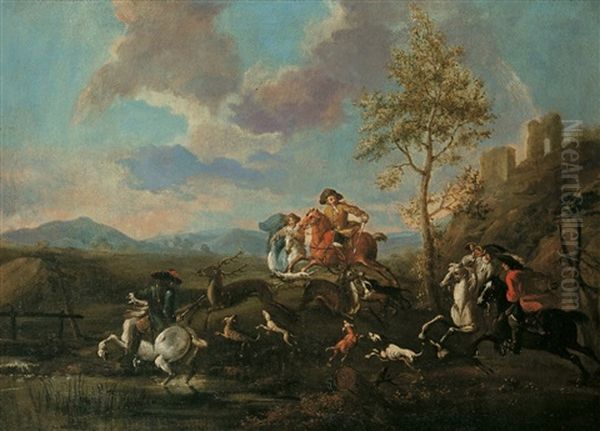 Die Hirschhatz Oil Painting by Rugendas, Georg Philipp I