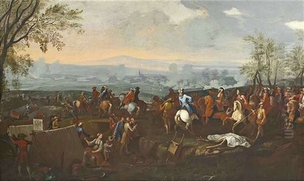Belagerung Einer Stadt (schlacht Bei Blindheim/blenheim, 1704?) Oil Painting by Rugendas, Georg Philipp I