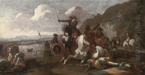 A Cavalry Skirmish Oil Painting by Rugendas, Georg Philipp I