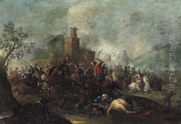 Reitergefecht Zwischen Kaiserlichen Und Turken Oil Painting by Rugendas, Georg Philipp I