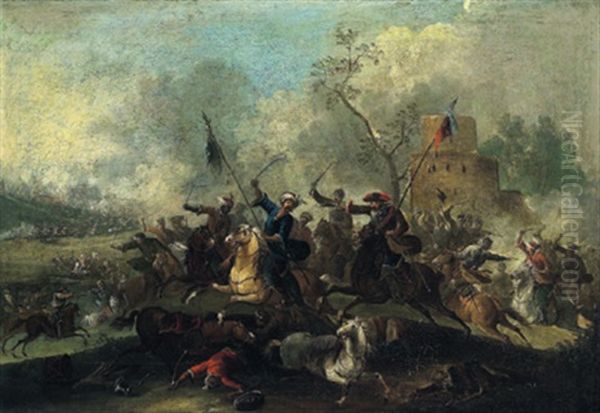 Reitergefecht Zwischen Kaiserlichen Und Turken Oil Painting by Rugendas, Georg Philipp I