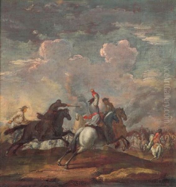 Reitergefecht Oil Painting by Rugendas, Georg Philipp I