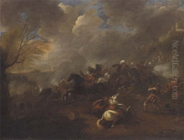 A Calvary Battle Oil Painting by Rugendas, Georg Philipp I